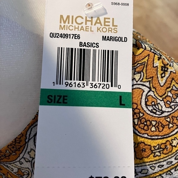 NWT MICHAEL Michael Kors Ruffled Marigold Paisley Peasant Top Ruched - Picture 3 of 6